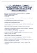 CIC - INSURANCE COMPANY  OPERATIONS ACTUAL FINAL EXAM  QUESTIONS WITH CORRECT AND  UPDATED ANSWERS