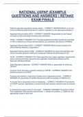 NATIONAL USPAP (EXAMPLE  QUESTIONS AND ANSWERS ) RETAKE  EXAM FINALS