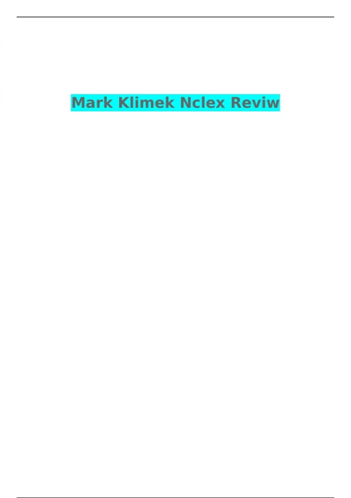 Mark Klimek Nclex Review - Nclex - Stuvia US