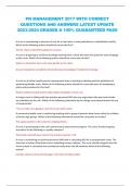 PN MANAGEMENT 2017 WITH CORRECT  QUESTIONS AND ANSWERS LATEST UPDATE  2023-2024 GRADED A 100&percnt; GUARANTEED PASS