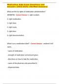 Medication Aide Exam Questions and Answers &lpar;2023&sol;2024&rpar; &lpar;Verified Answers&rpar;