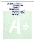 AZ 104 Renewal Exam Questionsand Answers Latest Updated Examination Study Guide 2023 RATED GRADE A+