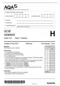 AQA GCSE GERMAN Higher Tier Paper 3 Reading QP 2023