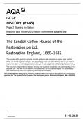 AQA GCSE HISTORY (8145) Paper 2 Shaping the Nation Resource pack for the 2023 historic environment  specified site The London Coffee Houses of the Restoration period, Restoration England, 1660–1685.2023