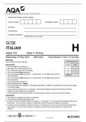 AQA GCSE ITALIAN Higher Tier Paper 4 Writing QP 2023