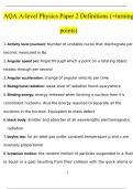 AQA A-level Physics Paper 2 Definitions (+turning points) Questions and Answers Updated (2023 / 2024) (Verified Answers)
