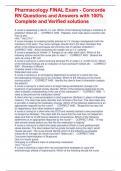 Pharmacology FINAL Exam - Concorde RN Questions and Answers with 100&percnt; Complete and Verified solutions 