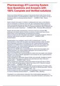 Pharmacology ATI Learning System Quiz Questions and Answers with 100&percnt; Complete and Verified solutions
