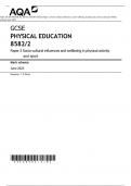 AQA GCSE PHYSICAL EDUCATION Paper 2 Socio-cultural influences and wellbeing in physical activity and sport QP and MS  2023