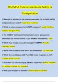 HAZMAT Familiarization and Safety in Transportation 2024 QUESTIONS AND ANSWERS