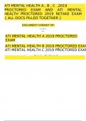 ATI Mental Health ABC Proctored Exam (2019) Q&A UPDATE GRADE BOOSTER