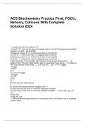 ACS Biochemistry Practice Final, FGCU, Beharry, Coticone With Complete Solution 2024