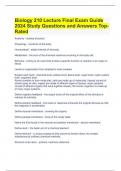 Biology 210 Lecture Final Exam Guide 2024 Study Questions and Answers Top-Rated 