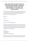 WGU D094 EXAM 2024 REAL EXAM 150+ QUESTIONS AND CORRECT ANSWERS EDUCATIONAL PSYCHOLOGY AND DEVELOPMENT OF CHILDREN AND ADOLESCENTS