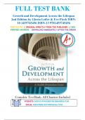 Test Bank for Growth and Development Across the Lifespan 2nd Edition by Gloria Leifer & Eve Fleck 9781455745456 | Complete Guide A+
