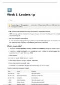 Leadership and Management PreMaster Business Administration Summary of all lecture slides and articles! 