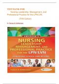 Test bank for Anderson's Nursing Leadership, Management, and Professional Practice For The LPN/LVN In Nursing School and Beyond 5th edition by  Tamara R. Dahlkemper 