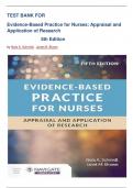 Test bank for  Evidence-Based Practice for Nurses: Appraisal and Application of Research 5th Edition By Schmidt Brown – latest edition 2024