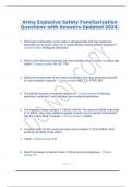 Army Explosive Safety Familiarization Questions with Answers Updated 2024&period;