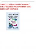COMPLETE TEST BANK FOR NURSING TODAY TRANSITION AND TRENDS 10TH EDITION BY ZERWEKH