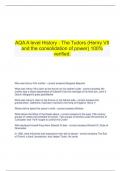  AQA A level History - The Tudors (Henry VII and the consolidation of power) 100% verified.