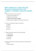 HESI A2 BIOLOGY LATEST 2023-2024 REALEXAM 100 QUESTIONS AND CORRECT ANSWERS// ALREADY GRADED A+