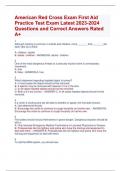American Red Cross Exam First Aid  Practice Test Exam Latest 2023-2024  Questions and Correct Answers Rated  A&plus;