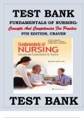 TEST BANK FOR FUNDAMENTALS OF NURSING- CONCEPTS AND COMPETENCIES FOR PRACTICE 9TH EDITION CRAVEN