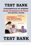 TEST BANK FOR FUNDAMENTALS OF NURSING- CONCEPTS AND COMPETENCIES FOR PRACTICE 9TH EDITION CRAVEN
