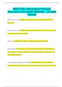 WGU C367 Elementary Physical Education and Health Methods &vert; Questions and Answers  with 100&percnt; correct answers