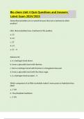 Bio chem Unit 4 Quiz Questions and Answers Latest Exam 2024&sol;2025
