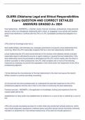 OLERE (Oklahoma Legal and Ethical Responsibilities Exam) QUESTION AND CORRECT DETAILED ANSWERS GRADED A+ 2024.