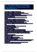 OET Simplified Medical Vocabulary List&period;A Questions And Answers With Verified Solutions&period;