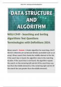 WGU C949 - Searching and Sorting Algorithms Test Questions Terminologies with Definitions 2024. 