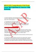 HESI LPN Comprehensive Exit Exam Latest update Questions & 100&percnt; Correct Answers with  Rationale already graded A&plus;