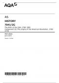 AQA AS HISTORY 7041&sol;2G The Birth of the USA&comma; 1760 1801 Component 2G The origins of the American Revolution&comma; 1760 1776 Mark scheme June 2023