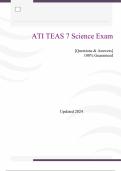 ATI TEAS 7 Science Exam - Questions & Answers (Scored A+) 100% Guaranteed Best Update 2024