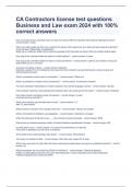 CA Contractors license test questions Business and Law exam 2024 with 100&percnt; correct answers
