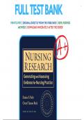 Test Bank For Nursing Research: Generating and Assessing Evidence for Nursing Practice 10th Edition Denise Polit | 9781496300232 | All Chapters with Answers and Rationals