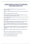HUMAN BODY IN HEALTH & DISEASE  MIDTERM EXAM TEST