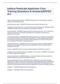 Indiana Pesticide Applicator Core Training Questions & Answers&lpar;RATED A&plus;&rpar;