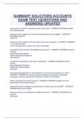 SUMMARY SOLICITORS ACCOUNTS  EXAM TEST (QUESTIONS AND  ANSWERS) UPDATED