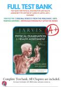  Test Bank Physical Examination and Health Assessment, 9th Edition by Carolyn Jarvis | 9780323809849 | All Chapters with Answers and Rationals
