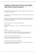 English 10 Semester B Test exam 2024 with 100&percnt; correct answers