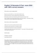 English 10 Semester B Test  exam 2024 with 100&percnt; correct answers