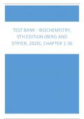 Test Bank - Biochemistry, 9th Edition (Berg and Stryer, 2020), Chapter 1-36 Latest Update 2024