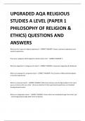 REVIEWED AQA RELIGIOUS STUDIES - RELIGION AND LIFE QUESTIONS AND ANSWERS 