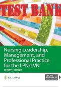 TEST BANK for Nursing Leadership, Management, and Professional Practice for the LPN/LVN 7th Edition by Dahlkemper Tamara (Complete 20 Chapters)