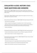 EVALUATED A-LEVEL HISTORY COLD WAR QUESTIONS AND ANSWERS 