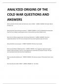 ANALYZED ORIGINS OF THE COLD WAR QUESTIONS AND ANSWERS 